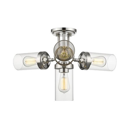 Z-Lite Calliope 4 Light Semi Flush Mount, Polished Nickel & Clear 617SF-PN